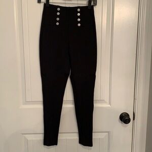Forever 21 double row silver button high rise black leggings